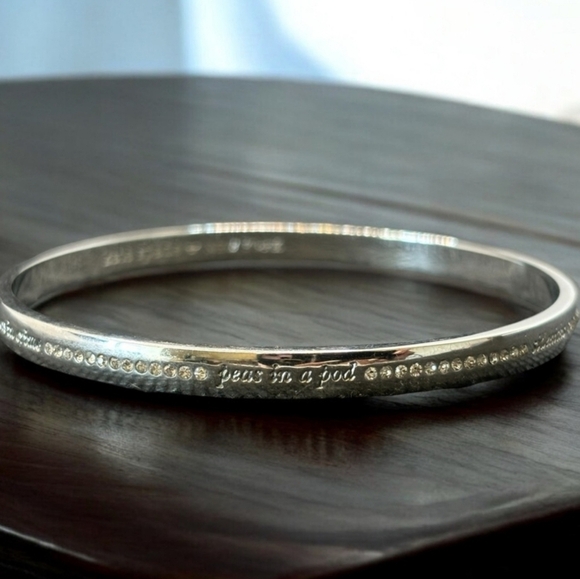 Kate Spade “Best Friend Ever” Silver Tone Rhinestone Bangle Bracelet - Picture 3 of 11